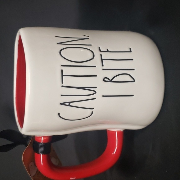 Peanuts by Rae Dunn "CAUTION, I BITE" with Snoopy Double Sided Tall Mug - Picture 2 of 6